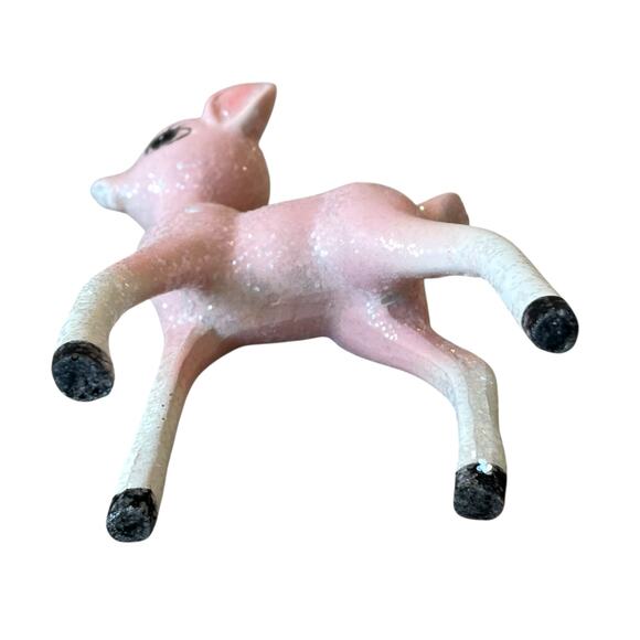 34th & Pine Pink Glitter Christmas Reindeer 9in Holiday Decor Viral NEW - Picture 7 of 11